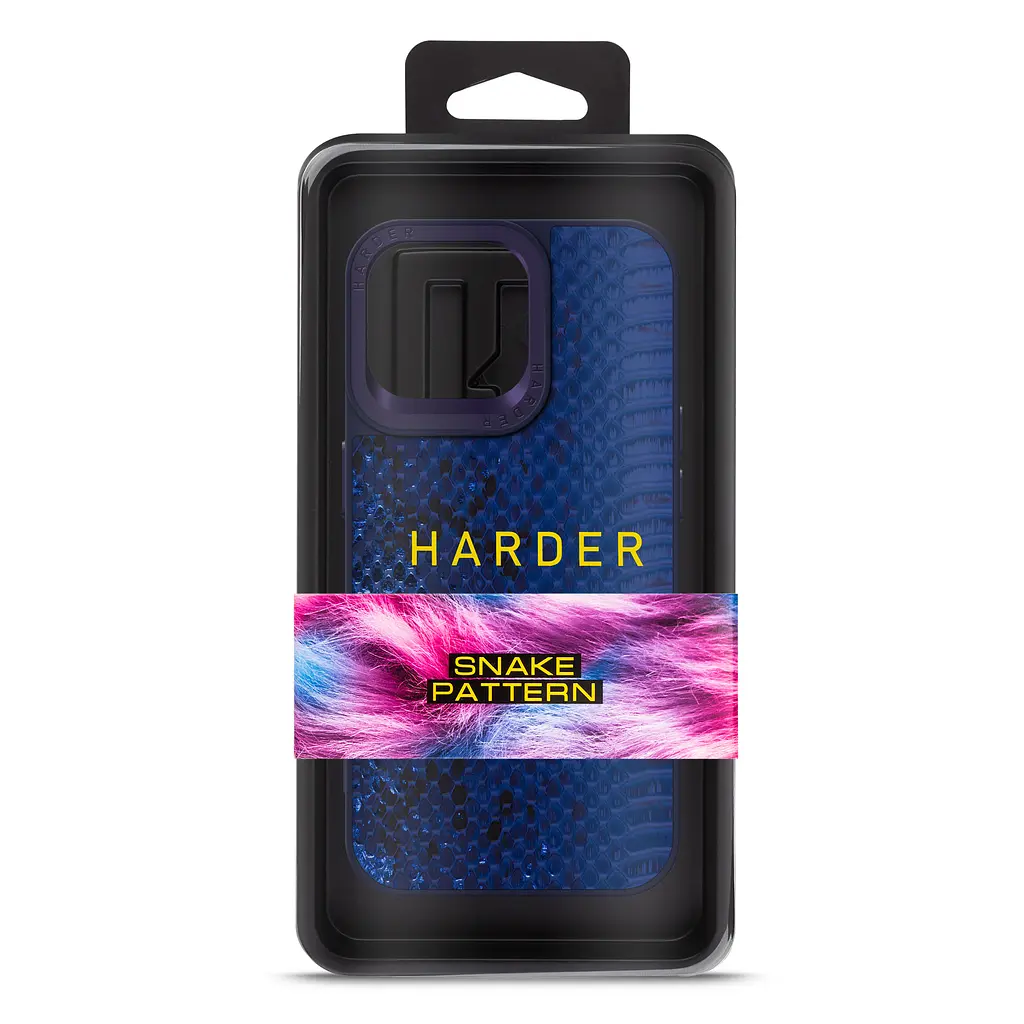 Кожаный чехол для Apple iPhone 14 Pro Max, Harder Snake Pattern, синий, термополіуретан ТПУ + экокожа с текстурой змеиной кожи, панель, защита корпуса, противоударный, микрофибра, рамка вокру камеры, защита всего корпуса, (ARM76814) - фото 3