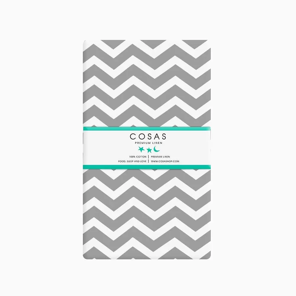 Комплект постільної білизни Cosas євро з простирадлом на резинці GREY W ZIGZAG 200 x 220 см (ZigGrey_El-White_200) - фото 4