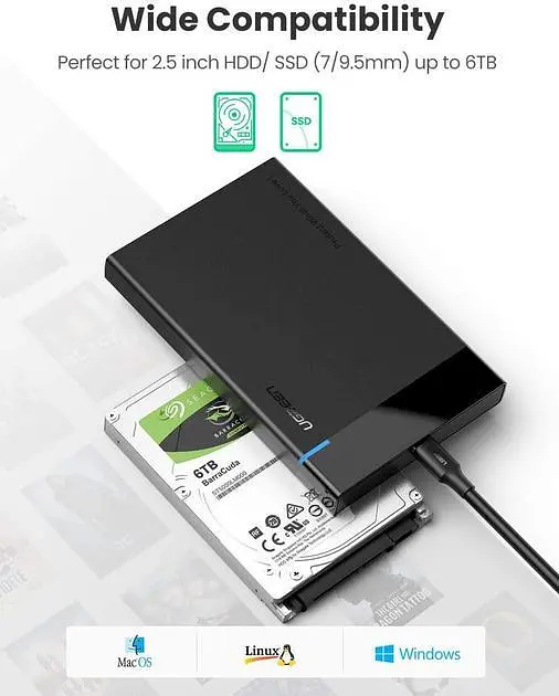 Зовнішній корпус UGREEN US211 для жорсткого диска 2.5" USB 3.1 to SATA III HDD SDD (50743) - фото 2