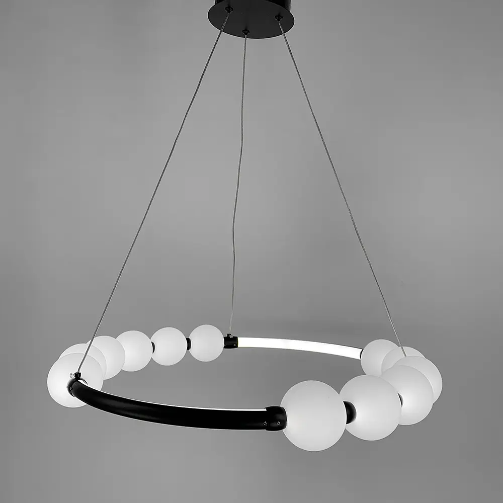 Черная люстра Nordic Pearl с плафонами-жемчужинами на 3 режима Line F | Ст. SG33-600 BK - фото 5