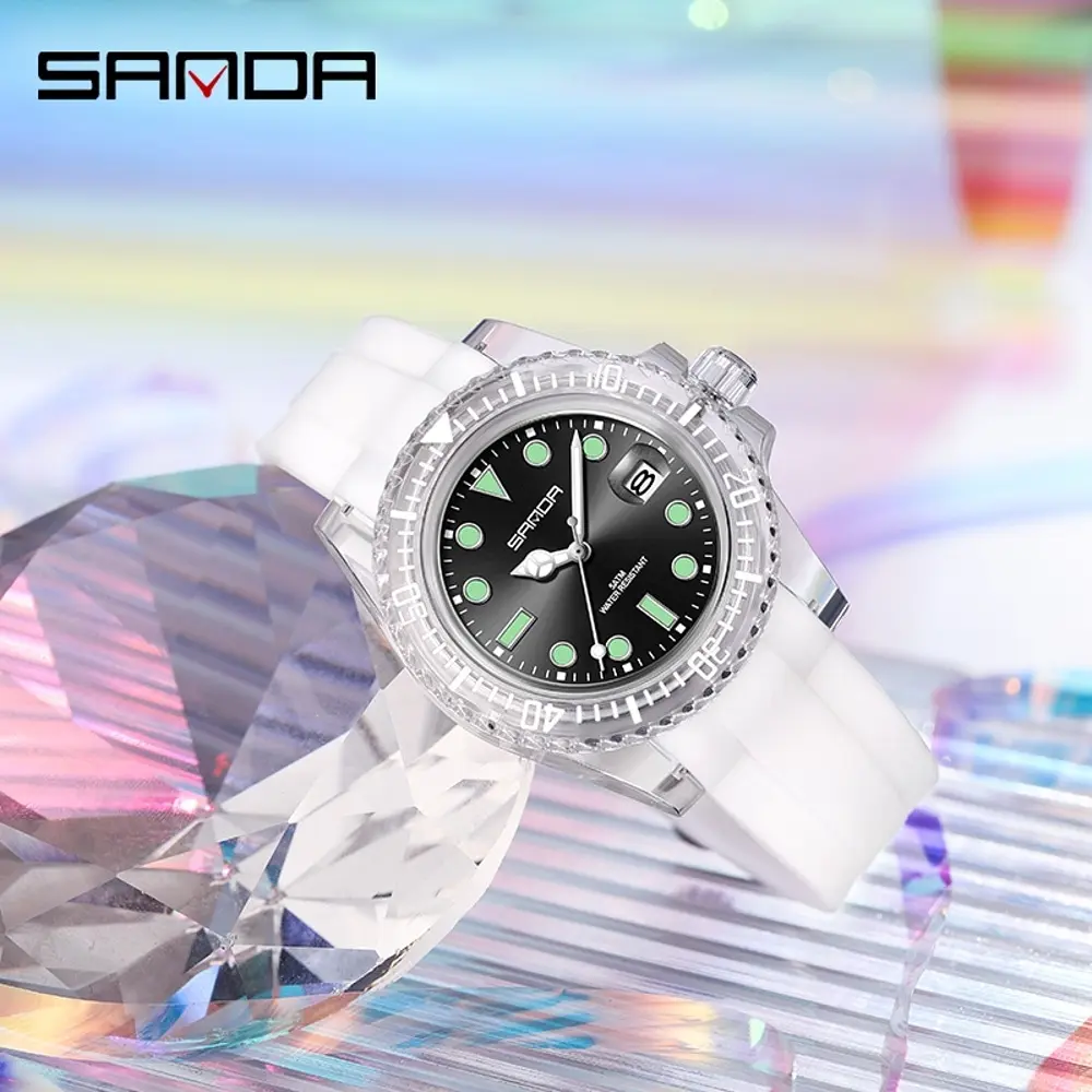 Чоловічий наручний годинник 9007 White-Black Sanda acs0030966 - фото 4