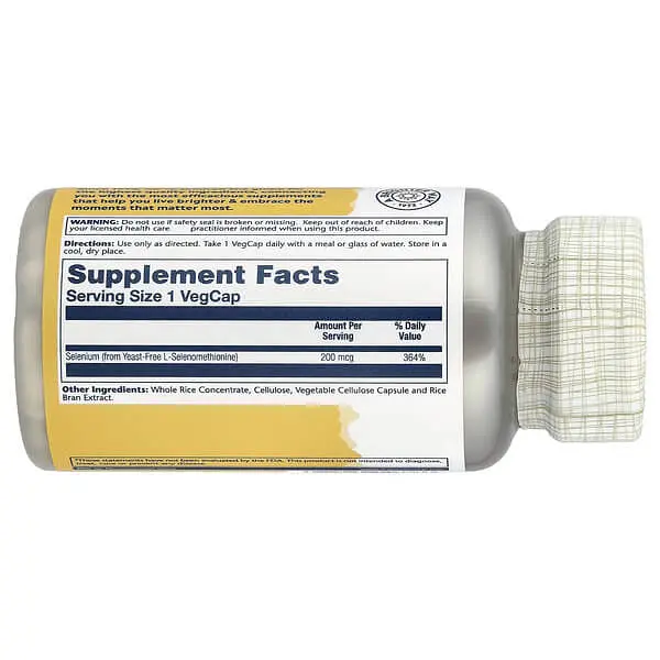 Селен Yeast-Free Selenium 200 mcg 90 капсул Solaray vit0004975 - фото 2