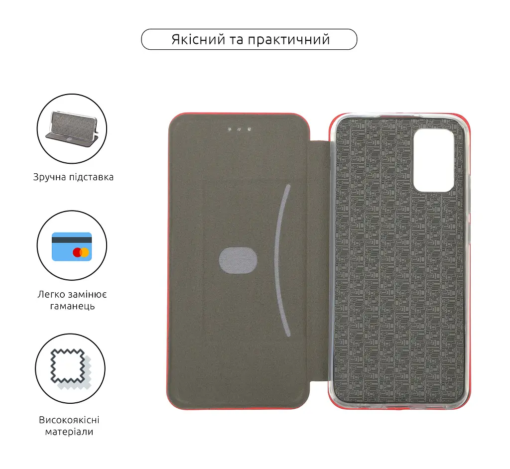 Чехол-книжка для Samsung Galaxy A02s (A025), G-Case, красный, кожаный чехол-книга из экокожи (PU) и TPU, с магнитом, с подставкой и вместительным кардхолдером, противоударный, защита всего корпуса, ArmorStandart (ARM58269) - фото 4