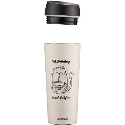 Термокружка Ardesto Coffee Тime Meowning 450 мл Бежева (AR2645WC) - фото 6