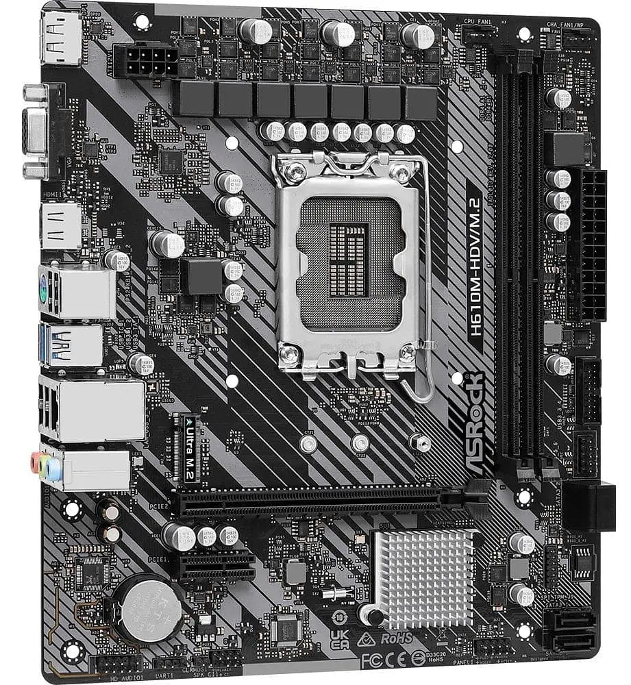 Материнська плата AsRock H610M-HDV/M.2 R2.0 (H610M-HDV/M.2 R2.0) (Socket 1700, Intel H610, Micro-ATX) - фото 2