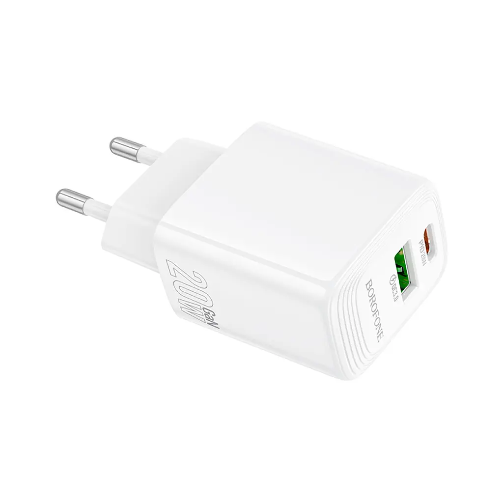 Зарядний пристрій BOROFONE BN27 Fuente 1xUSB-C PD 20 Вт + 1xUSB QC 3.0 білий (6941991120268) - фото 7