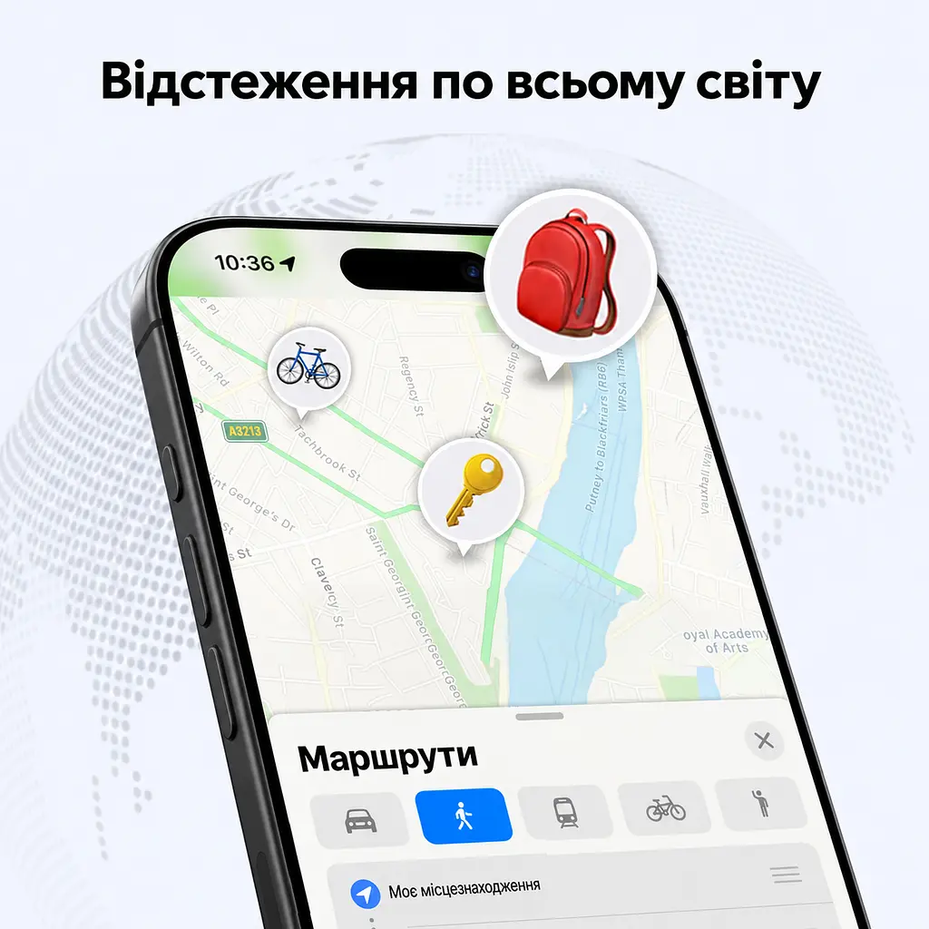 Bluetooth-трекер для пошуку речей UGREEN FineTrack CM816 AirTag пошукова мітка Apple Find My для підключення потрібен iPhone або iPad звуковий пошук поблизу iPhone сповіщення про залишені речі спільний доступ для 5 людей з iOS 17.0 або новішою зі змінною батарейкою CR2032 теоретична автономність 24 місяці версія 5.0 BLE темно-сірий із чорним обрамленням (45297) - фото 10