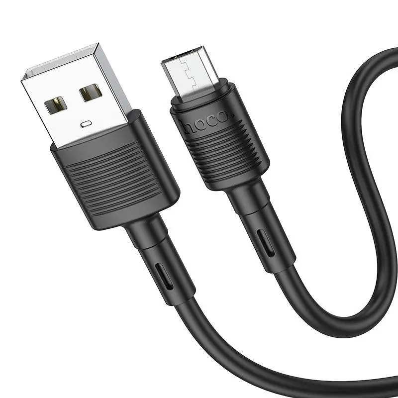 Кабель HOCO X83 USB to Micro 2. 4A, 1m, PVC, PVC connectors, чорний - фото 3