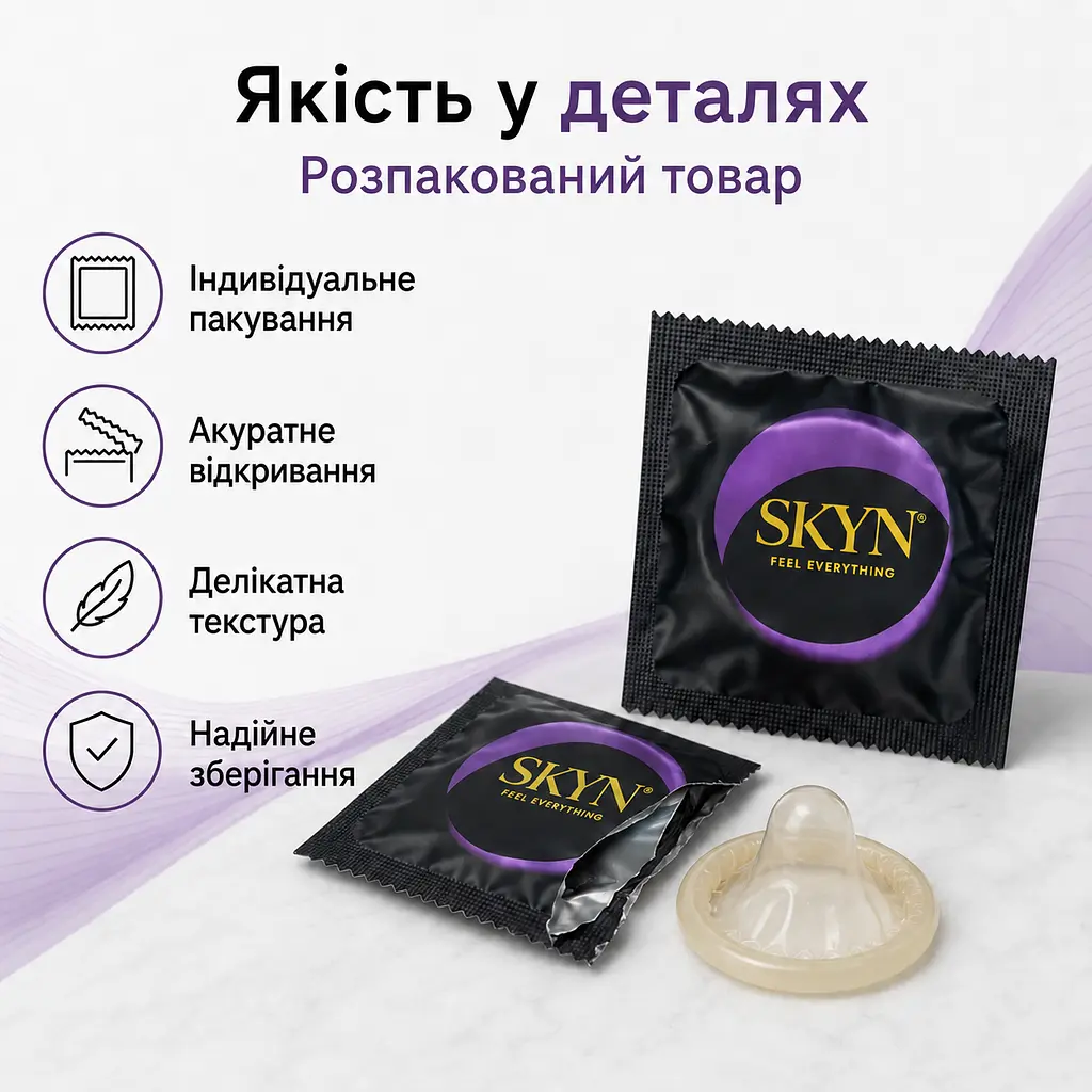 Безлатексний презерватив SKYN Elite 3 шт з матеріалу SKYNFEEL, ультратонкий, гладкий, зі змазкою, 53 мм - фото 3
