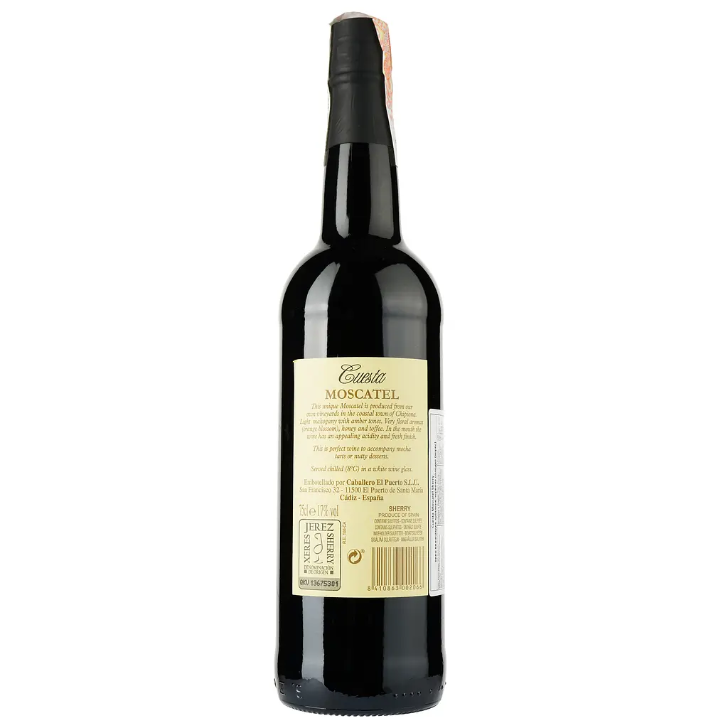 Вино Luis Caballero Cuesta Moscatel Sherry, белое, сладкое, 0,75 л - фото 2