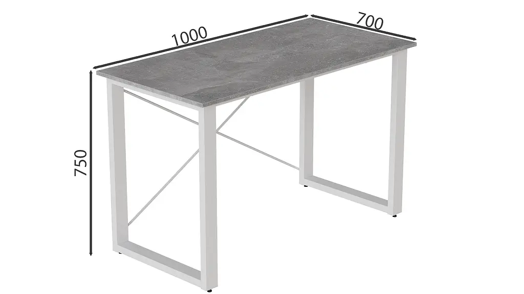 Письменный стол Ferrum-decor Драйв 750x1000x700 Белый металл ДСП Бетон 32 мм (FRD-103379) - фото 2
