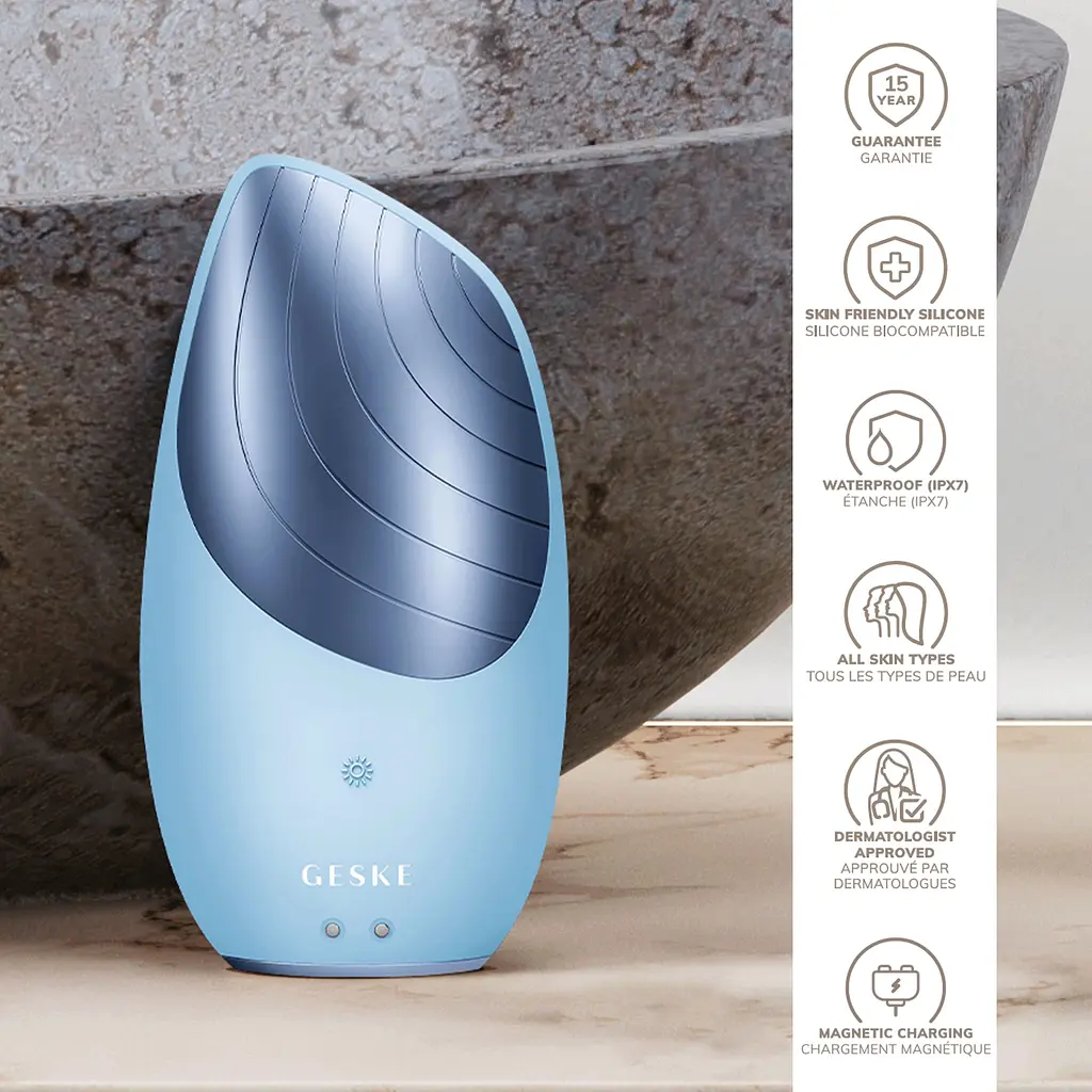 Термо щетка для лица Geske Sonic Thermo Facial Brush 6 в 1 электронная звуковая аквамарин - фото 5