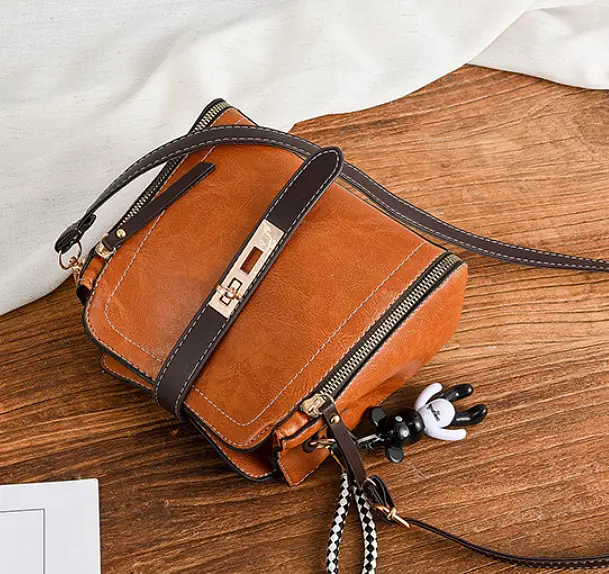 Сумка жіноча маленька стильна через плече крос-боді box bag Коричнева 1641К - фото 2