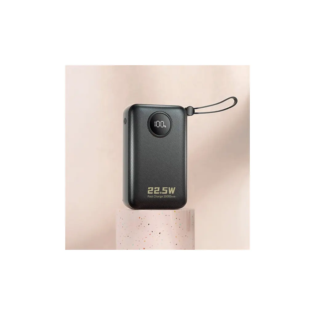 Батарея універсальна Dudao 20000mAh K14+ 22.5W, PD, QC, USB-A, USB-C(In/Out), with built-in USB-C/Lightning cables, Black (6977196680016) - фото 4