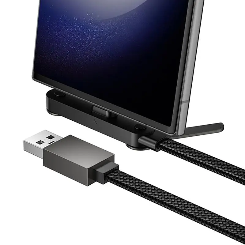 Дата кабель Hoco U150 Exquisite side plug and stand USB to Type-C 36W (1.2m) Black - фото 3