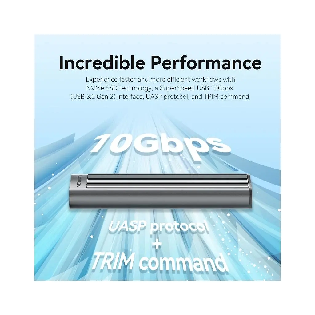 Кишеня зовнішня Vention SSD M.2 (NVME) M-key USB Type-C 3.2 10Gbps Heat Sink Aluminum (KPKH0) - фото 4