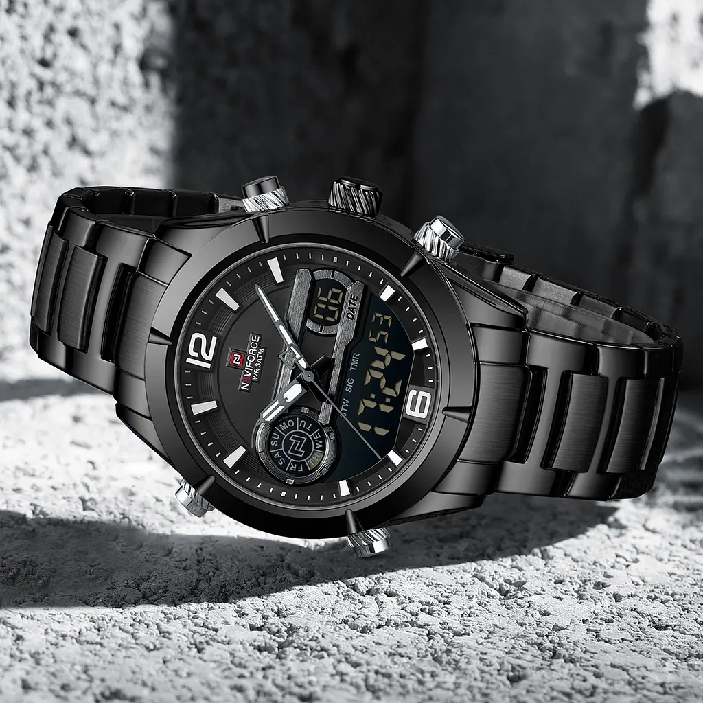 Наручний годинник чоловічий NaviForce Aviator Чорний (3531) - фото 4