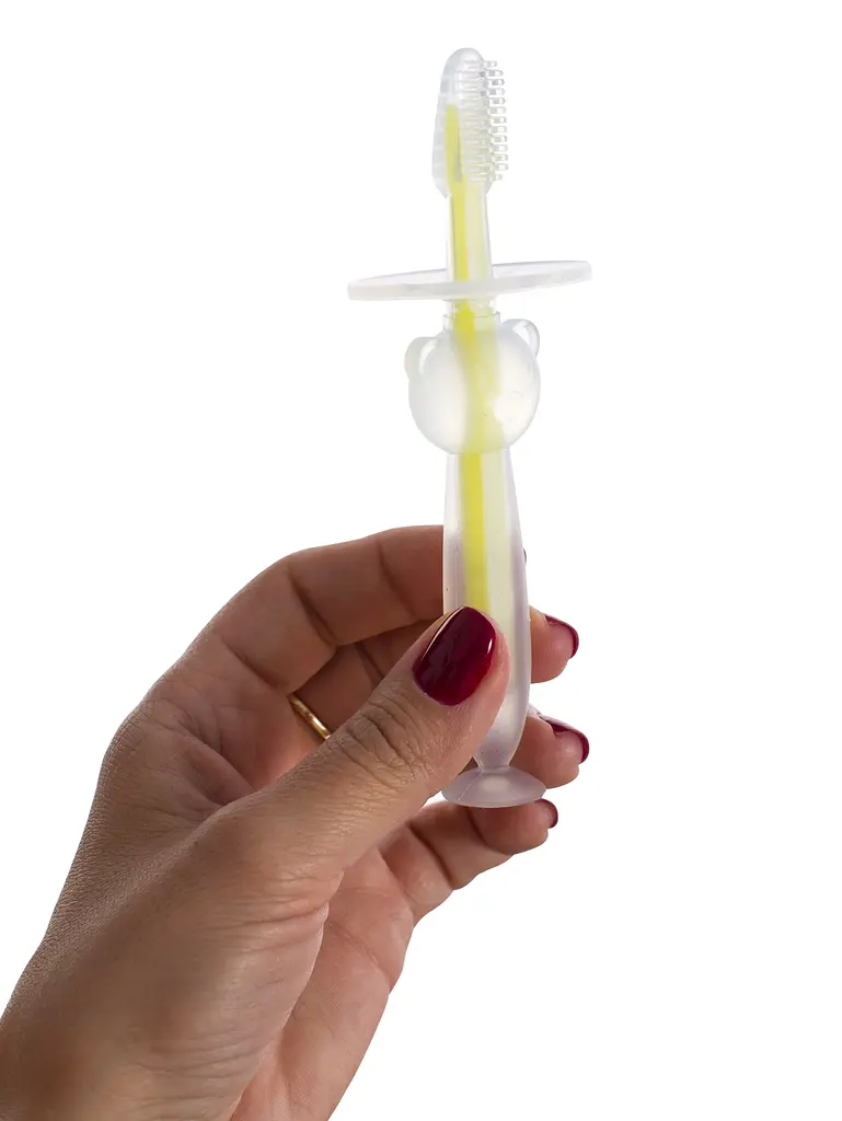 Зубна щітка на присоску Baby Team, силіконова, жовта (7205) - фото 3