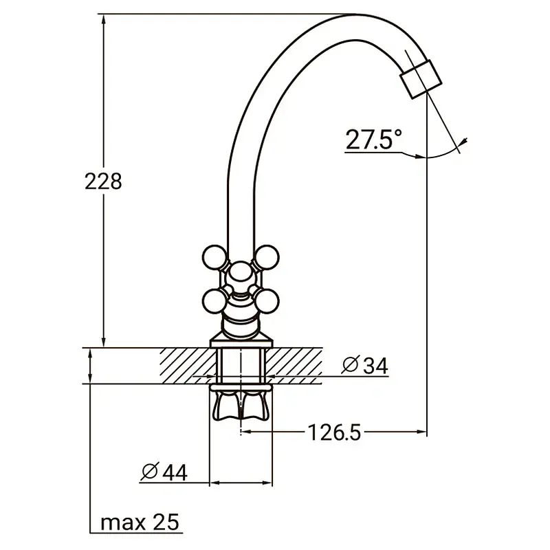 Змішувач QM 1/2" для кухні економ на гайці (КРАТНО 2шт) AQUATICA QM-1B159C (9783100) - фото 2