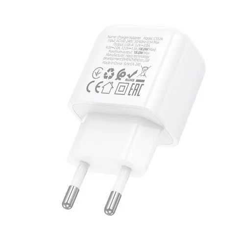 Сітчастий зарядний пристрій HOCO CS52A Surplus single-port QC3.0 charger білий - фото 4