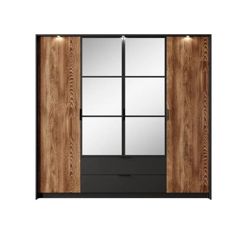 Шафа для одягу Perfect Home Мілтон / Milton 4-дверна з дзеркалом 4D2S/220 Каштан/антрацит (PFH-091085) - фото 5