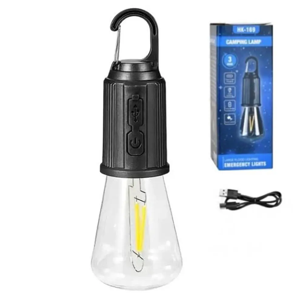 Лампочка кемпінгова акумуляторна BL HK 169C з карабіном USB теплий білий