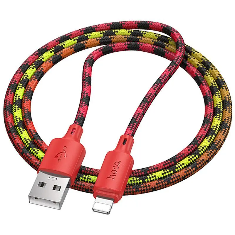 Дата кабель Hoco X116 Meridian USB to Lightning 2.4A (1m) Gradient Red Mix - фото 3