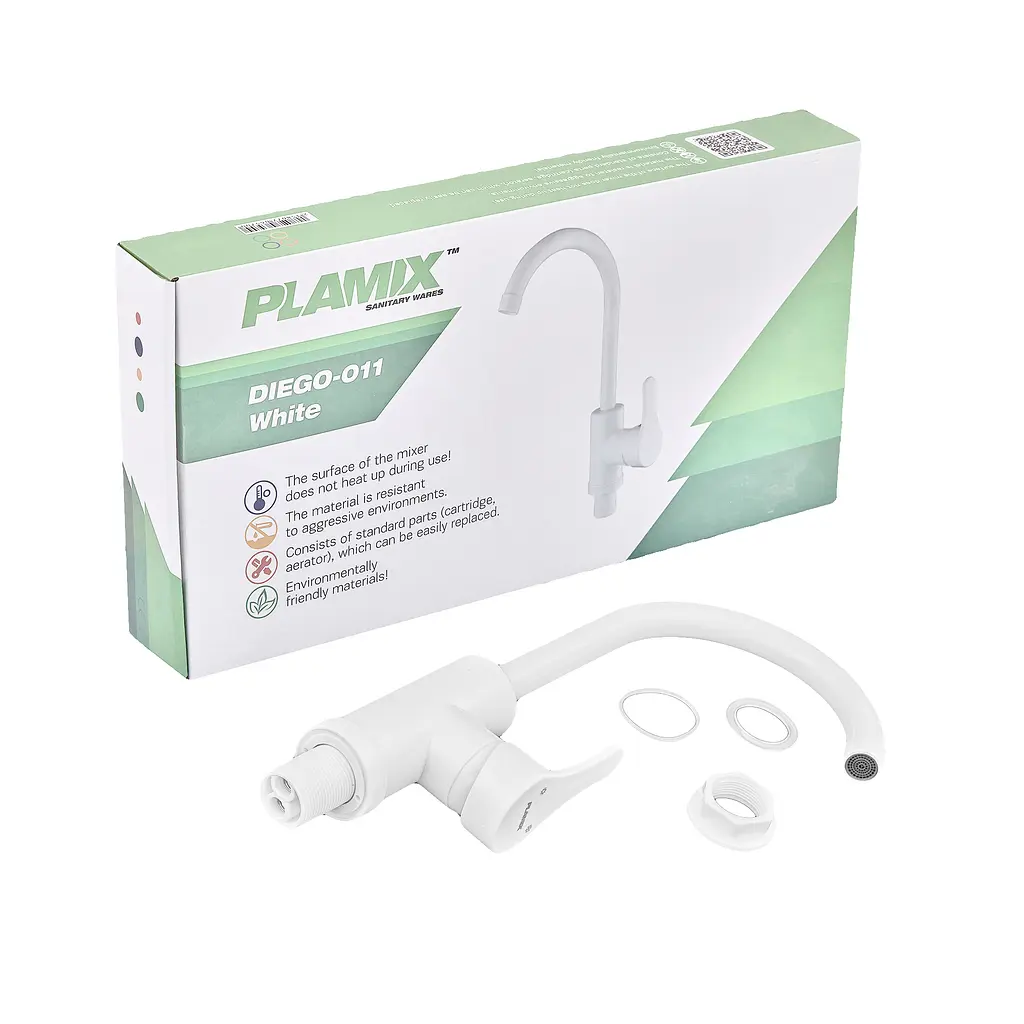 Змішувач для кухні Plamix Diego-011 white PM0657, Білий - фото 6