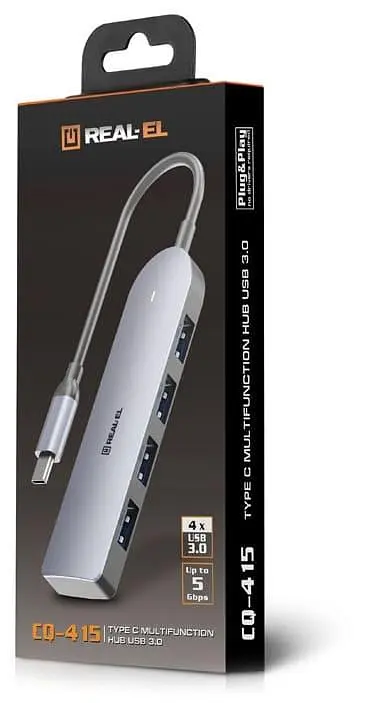 USB-Хаб Real-EL CQ-415 Space Grey UAH (EL123110001) - фото 5