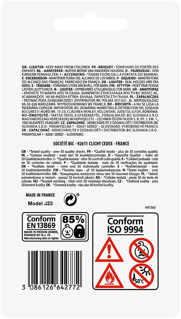 Запальнича BIC J23 Slim 2 шт. в асортименті (3086126642772) - фото 2