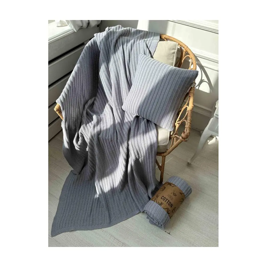 Плед Прованс COTTON сірий 50% бавовна 50 % акрил 200 х 220 см (040381) - фото 9