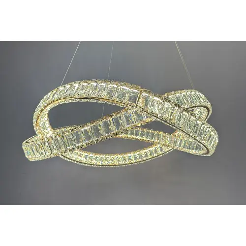Підвісна кришталева LED-люстра з кільцями Linisoln 7108 FG золото 180 Вт 58 см для вітальні до 17 м2 - фото 2