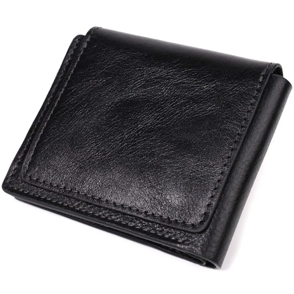 Мужское кожаное портмоне черное GRANDE PELLE 11.5х9х1.5 см acs0032101 - фото 5