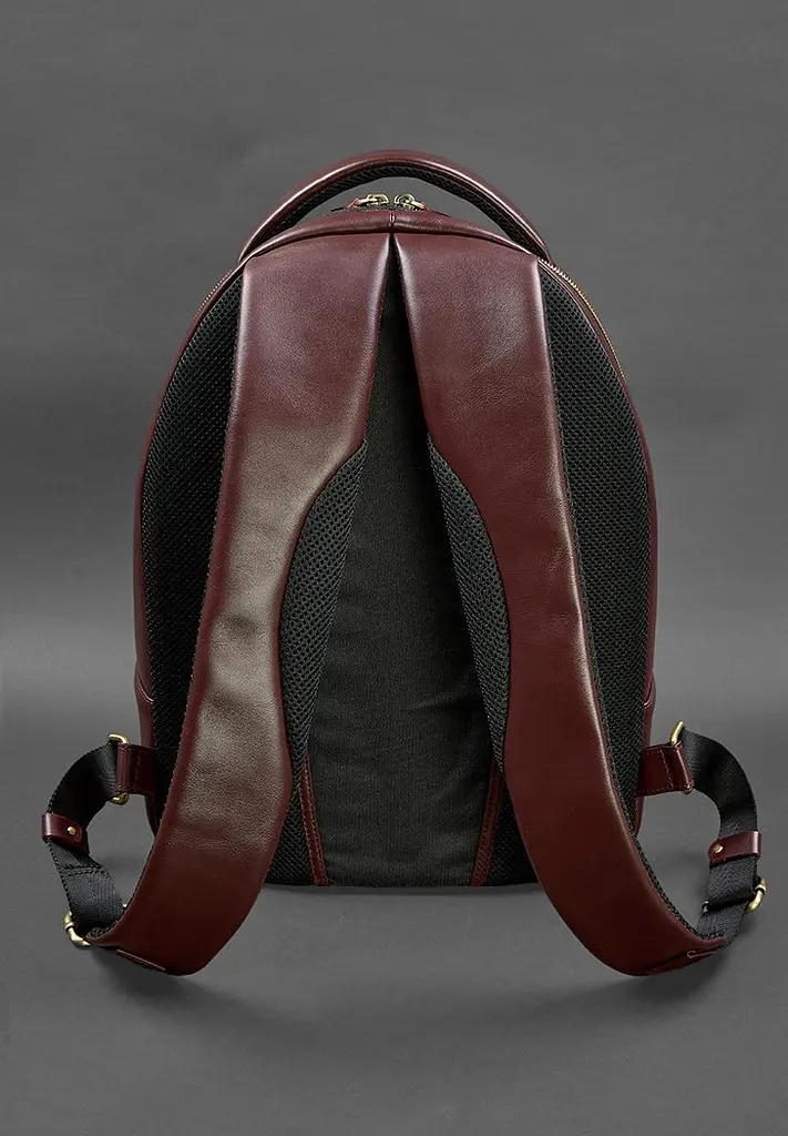 Кожаный рюкзак бордовый краст - фото 6