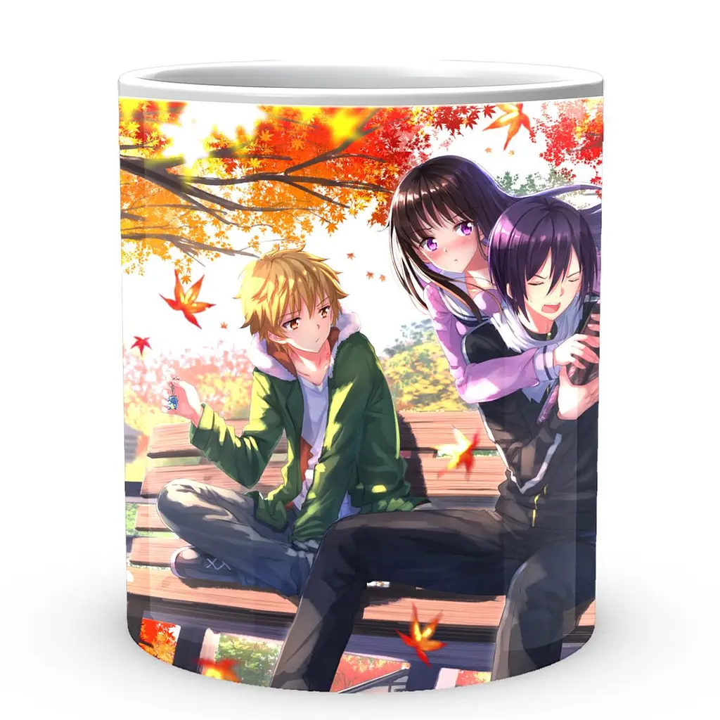 Кухоль GeekLand Noragami Бездомний Бог Юкіне, Хійорі, Ято з пляшкою восени сидять на лавці NRG 02.003 330 мл білий - фото 2