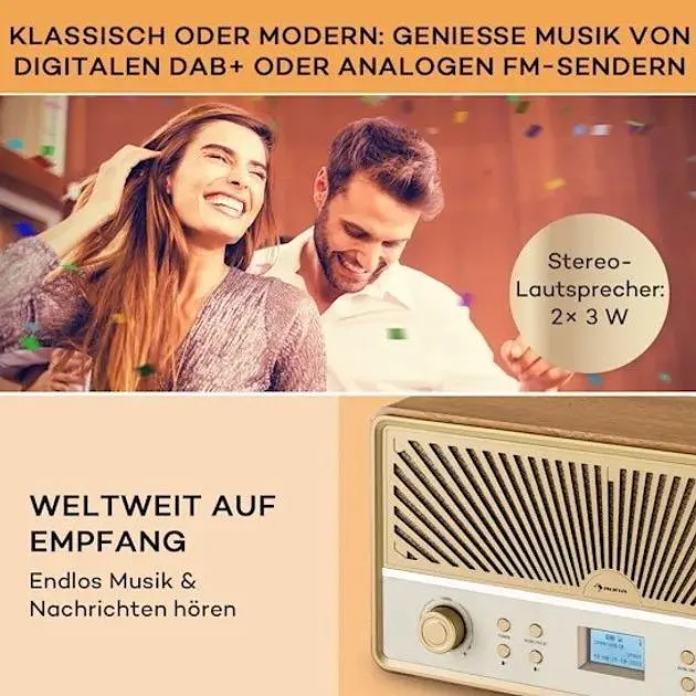 Акустическая ретро стереосистема Auna Glastonbury Go Digital Radio Stereo Battery (10041151) - фото 3