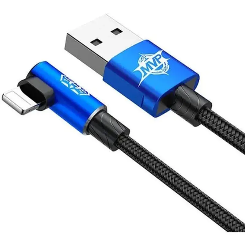 Дата кабель USB 2.0 AM to Lightning 2.0m 1.5A 90° corner blue Baseus (CALMVP-A03) - фото 2
