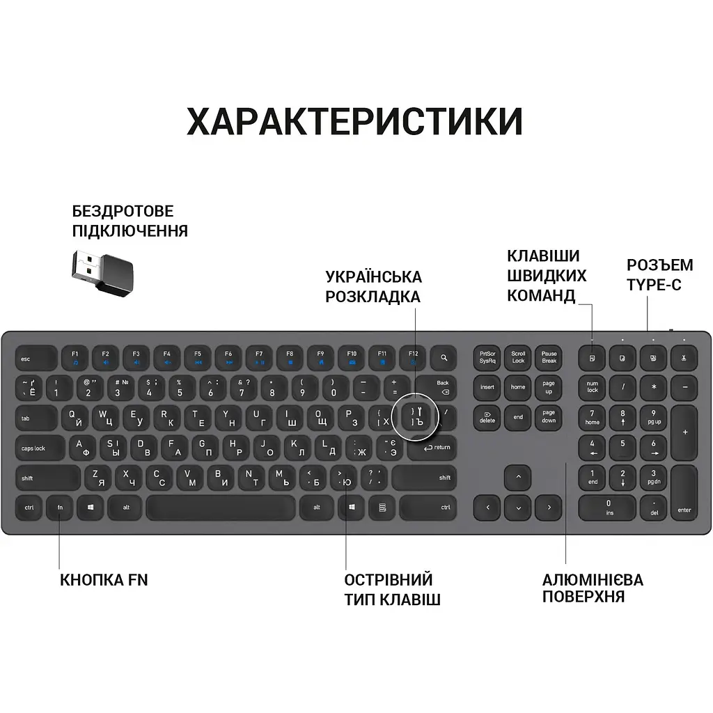 Клавиатура OfficePro беспроводная черная (SK1550B) - фото 6