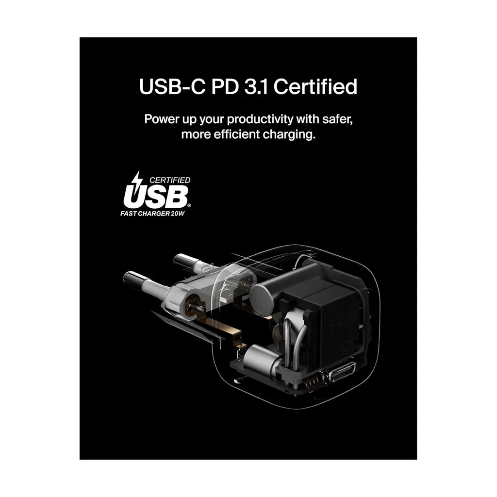 Зарядний пристрій Belkin USB-C PD20W PPS white (WCA009KQWH) - фото 2