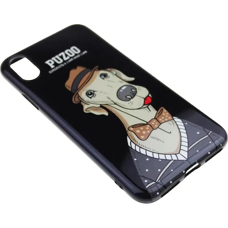 Чехол-накладка PUZOO TPU Glossy Shiny Powder Art dog iPhone X Black Bean - фото 3