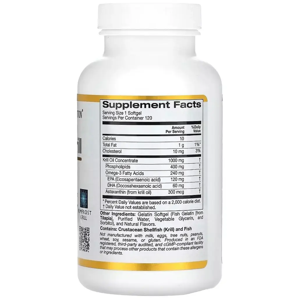 Олія антарктичного криля California Gold Nutrition Antarctic Krill Oil Omega-3 1000 мг смак полуниці та лимона 120 желатинових капсул - фото 2