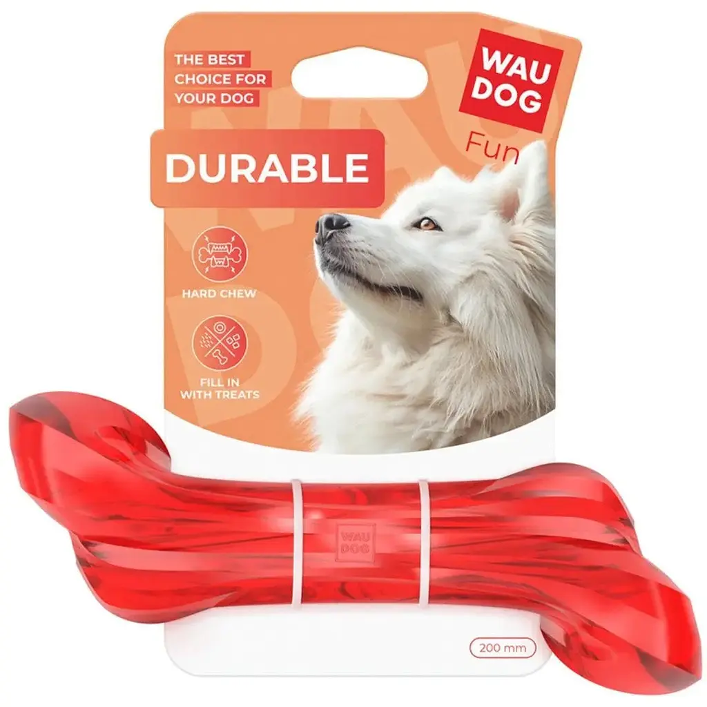 Іграшка для собак Waudog Fun Durable Кістка термопластична гума 200 мм червона - фото 2