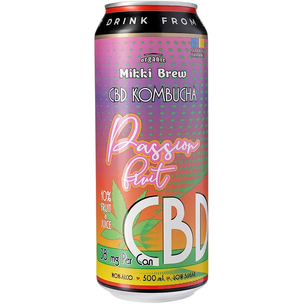Напій слабогазований Mikki Brew CBD Kombucha Passion Fruit 0.5 л з/б - фото 4
