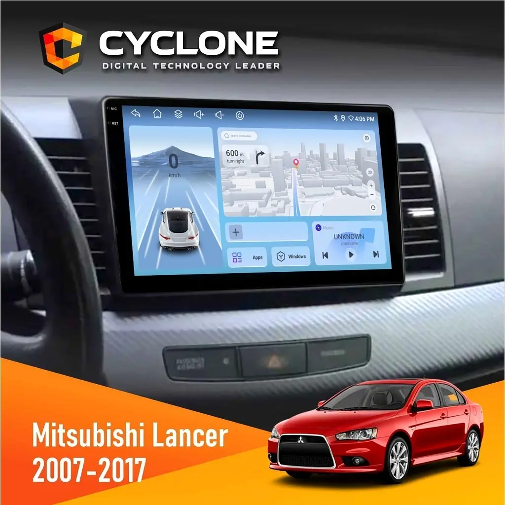 Штатна магнітола Mitsubishi Lancer X 2007-2017 Cyclone C10-012 4x64, DSP, 4G Cyclone (НФ-00007738)