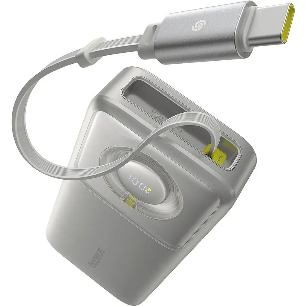 Портативный аккумулятор Baseus Free2Pull with Retractable Cable 65W 20000mAh gray (P10073700843-00) - фото 2