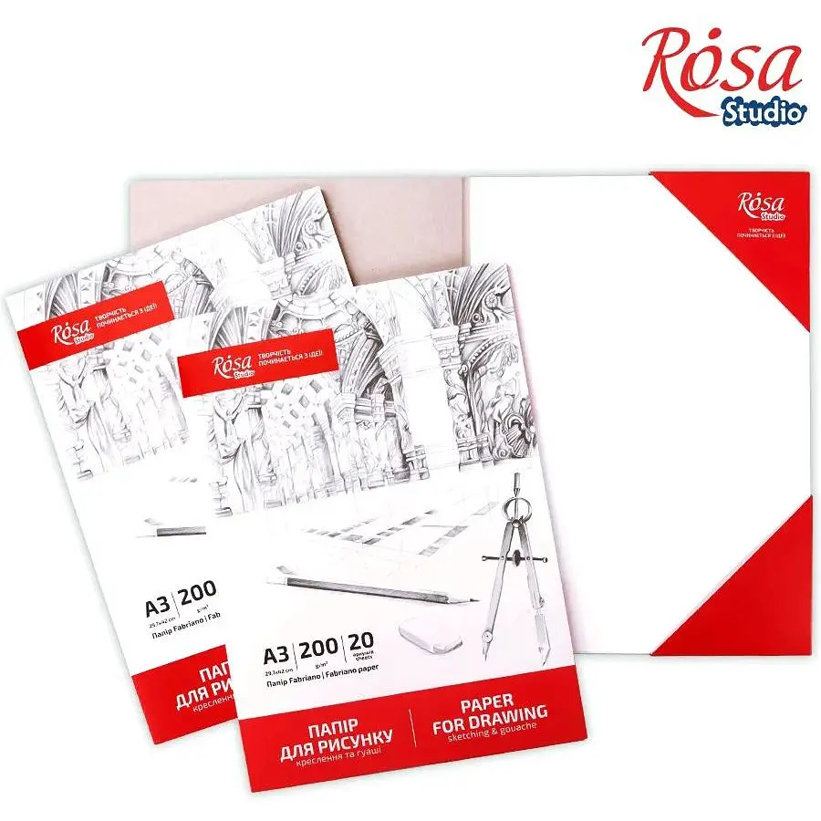 Папка для рисунка и черчения Rosa Studio А3 (29,7х42см) 20листов мелкое зерно 200г/м2 - фото 2