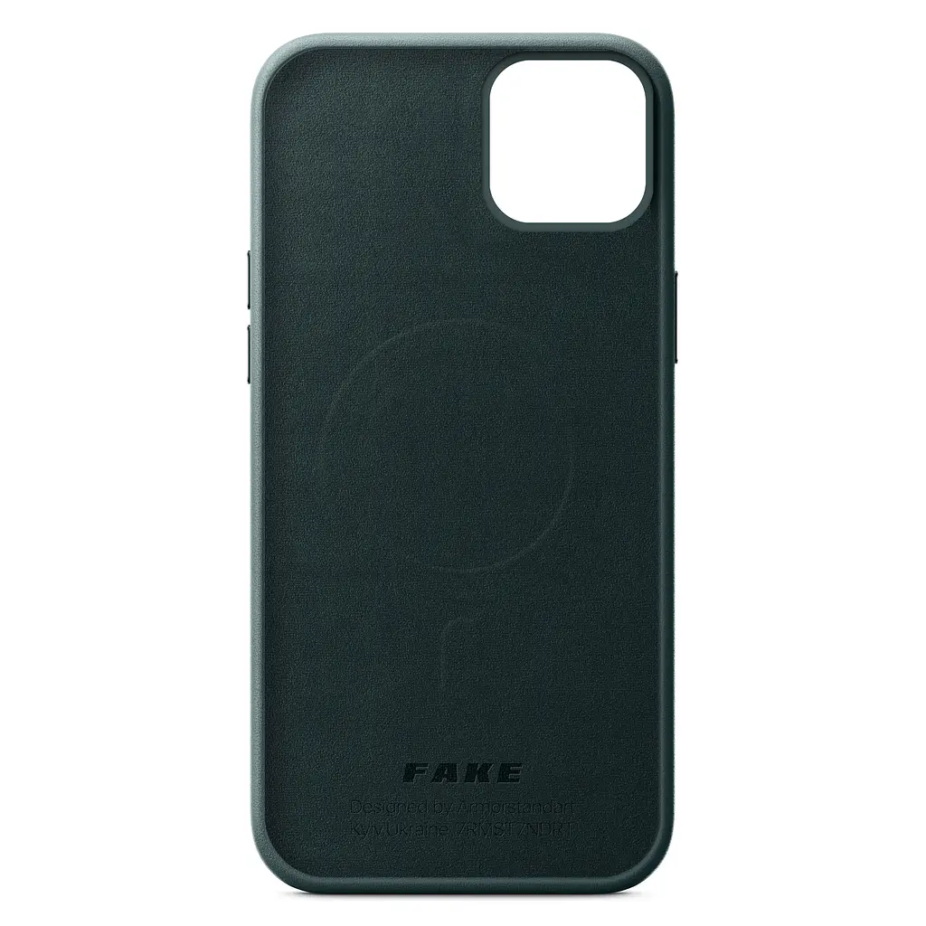 Кожаный чехол-панель для Apple iPhone 14 Plus, FAKE Leather Case, зеленый, искусственная кожа, премиальный, противоударный, защита всего корпуса, с мягкой подкладкой, поддержка MagSafe и беспроводной зарядки, ArmorStandart (ARM64396) - фото 2