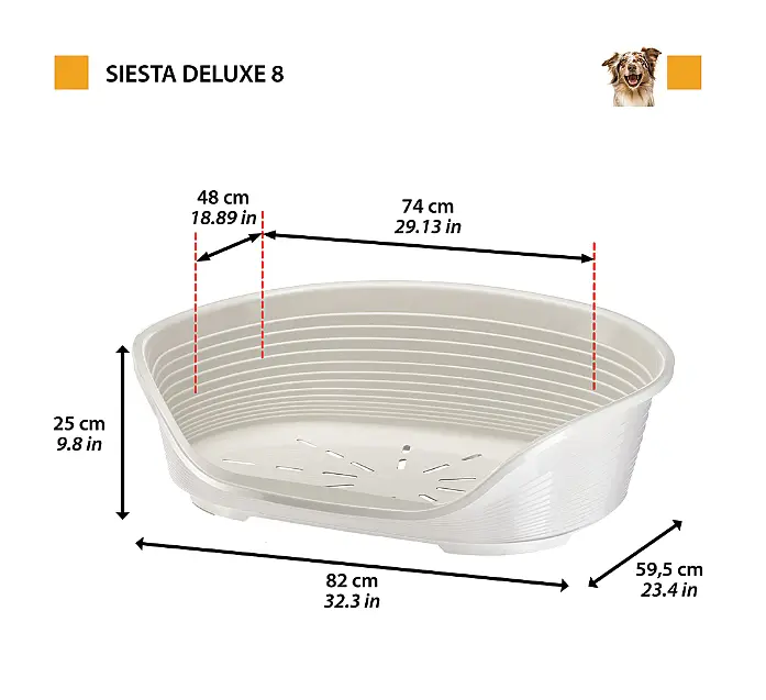 Пластиковий лежак для собак і котів Ferplast Siesta Deluxe 8 синій 82×59,5×25 см 70208914 - фото 2