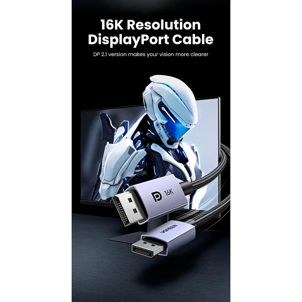 Кабель мультимедійний DisplayPort M to DisplayPort M 2.0m 16K DP118 black Ugreen (15384) - фото 5