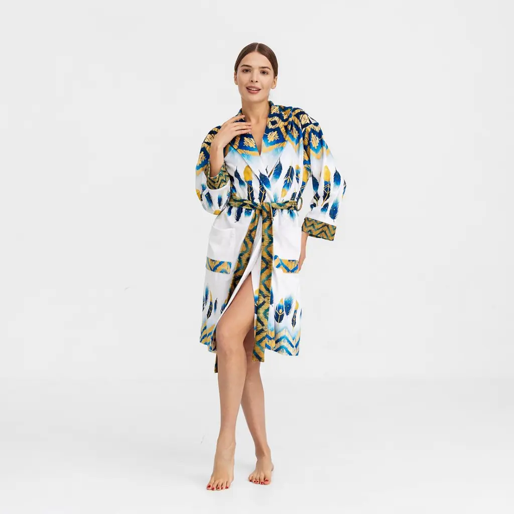 Халат женский из плюшевого велюра эксклюзивный Feather 18287 L-XL - фото 2